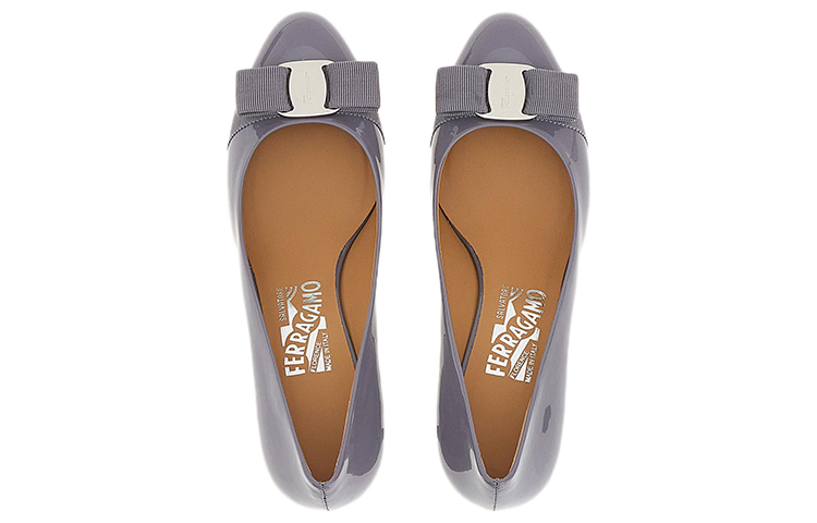 (W) FERRAGAMO Salvatore Patent Leather High-Heeled Shoes 'Purple Bow' 圖 3