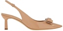 Order (W) FERRAGAMO Salvatore Tumit Tinggi Kulit Berkilat 'Pink Vara Bow' 01E285-757791