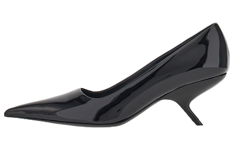 (Women) FERRAGAMO Salvatore Patent Leather Pointed-Toe Slip-On Black 'Sculpted Heel' 01F888-762425