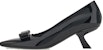 (W) FERRAGAMO Salvatore Kulit Kitten Heels 'Black Bow' Bertumit Runcing 01F594-763726