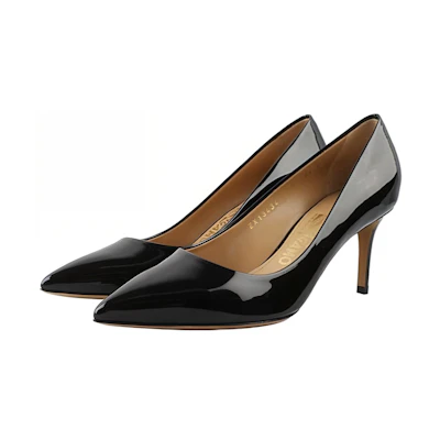 (W) FERRAGAMO Salvatore Patent Leather Pointed-Toe High Heels 'Black'