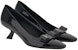 (W) FERRAGAMO Salvatore Kulit Kitten Heels 'Black Bow' Bertumit Runcing 01F594-763726