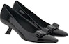 Order (W) FERRAGAMO Salvatore Kulit Kitten Heels 'Black Bow' Bertumit Runcing 01F594-763726