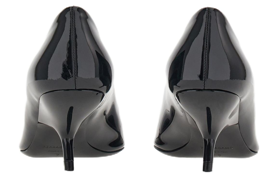 Lookbook FERRAGAMO費拉格謨 漆皮 尖頭套穿 異形跟 高筒鞋 5cm 女款 黑色