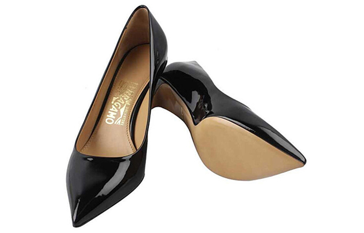 Shop (Women) FERRAGAMO Salvatore Patent Leather Pointed-Toe High Heels 'Black' 01L435-642753