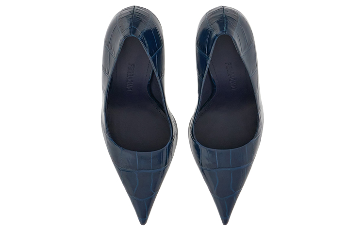 Lookbook (W) FERRAGAMO Salvatore Sepatu Kulit Glos Polos 'Navy Blue' 01F950-762442