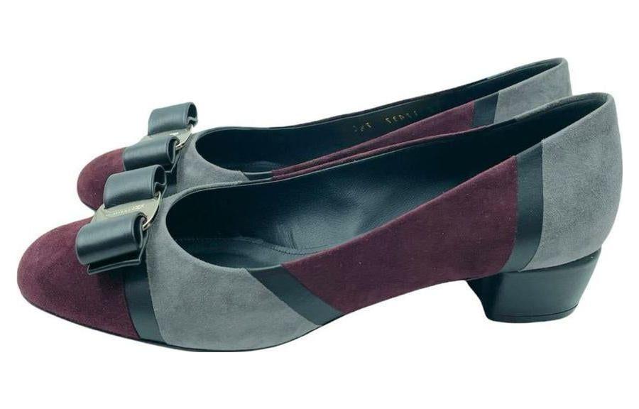(W) FERRAGAMO Salvatore Round-Toe Slip-On 'Grey Red'