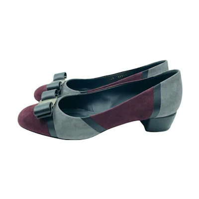 (W) FERRAGAMO Salvatore Round-Toe Slip-On 'Grey Red'