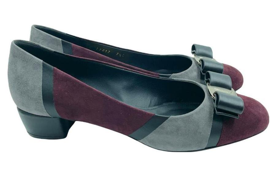 (W) FERRAGAMO Salvatore Round-Toe Slip-On 'Grey Red' 圖 2