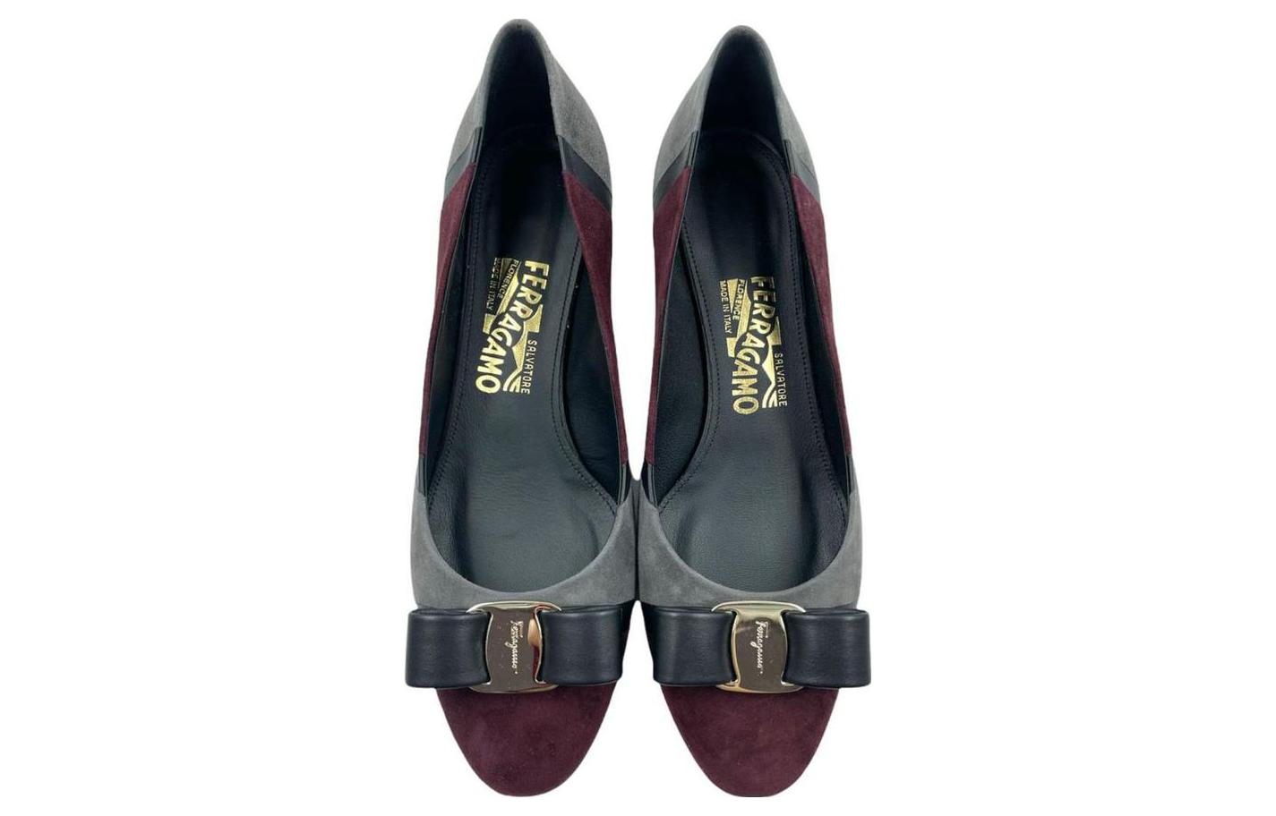 (W) FERRAGAMO Salvatore Round-Toe Slip-On 'Grey Red' 圖 3