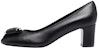 (W) FERRAGAMO Salvatore Kasut Tumit Blok Hujung Bulat 'Kulit Hitam' 01C189-745477