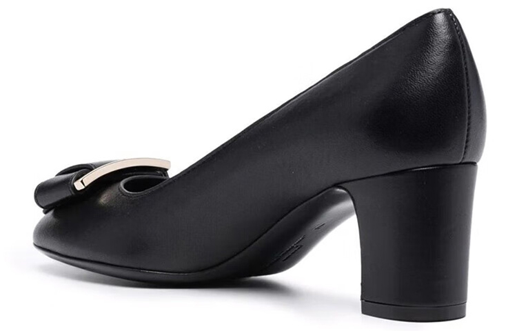 Lookbook (W) FERRAGAMO Salvatore Punta Redonda Tacón Cuadrado 'Piel Negra' 01C189-745477