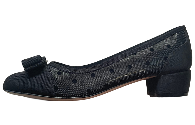 (Women) FERRAGAMO Salvatore Round Toe Pump 'Black Grosgrain Chunky Heel' 01P388-707707