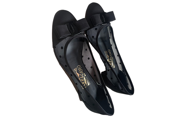 (W) FERRAGAMO Salvatore Round Toe Pump 'Black Grosgrain Chunky Heel' 圖 3