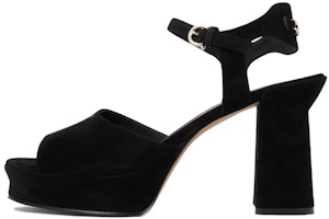 (Women) FERRAGAMO Salvatore Sasha 'Black Velvet Chunky Heel Peep Toe' 01E075-758158 (Women) FERRAGAMO Salvatore Sasha 'Black Velvet Chunky Heel Peep Toe' 01E075-758158