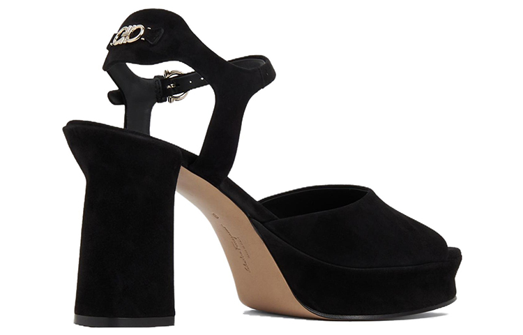 Lookbook (W) FERRAGAMO Salvatore Sasha ''Schwarzer Samt Chunky Heel Peep Toe'' 01E075-758158