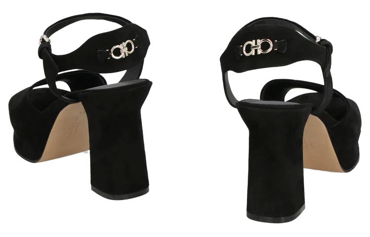 Purchase (W) FERRAGAMO Salvatore Sasha ''Schwarzer Samt Chunky Heel Peep Toe'' 01E075-758158