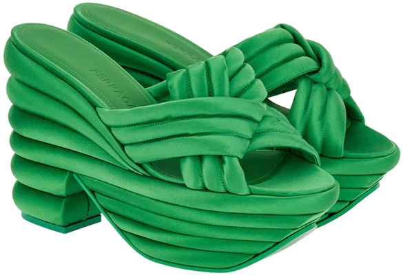 (W) FERRAGAMO Salvatore Gesculpteerde Wedge ''Groen'' 01F807-763974 Order (W) FERRAGAMO Salvatore Gesculpteerde Wedge ''Groen'' 01F807-763974