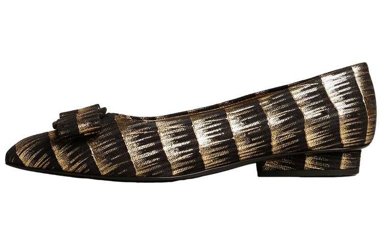 Buy (W) フェラガモ Salvatore スリッポン ゴールドブラック 01R252-741126