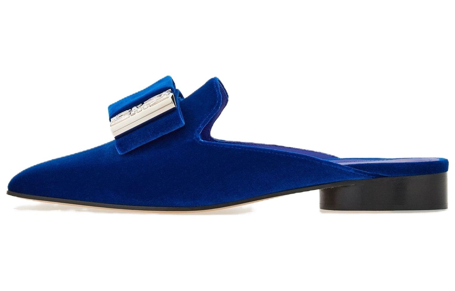 (Women) FERRAGAMO Salvatore Square Toe Mule Slippers 'Blue' 01G007-763893