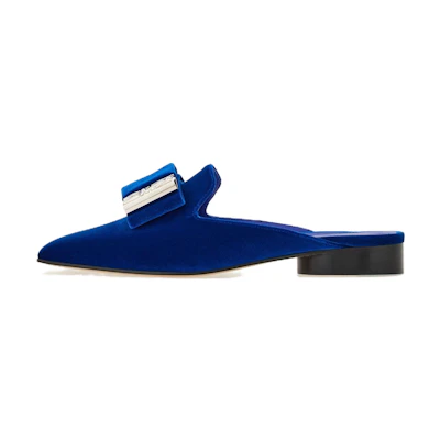 (W) FERRAGAMO Salvatore Square Toe Mule Slippers 'Blue'