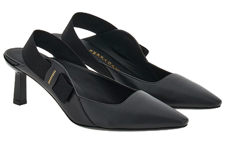 Order FERRAGAMO菲拉格穆 Vara 皮革 蝴蝶結露跟 細跟 高跟鞋 5.5cm 女款 黑色