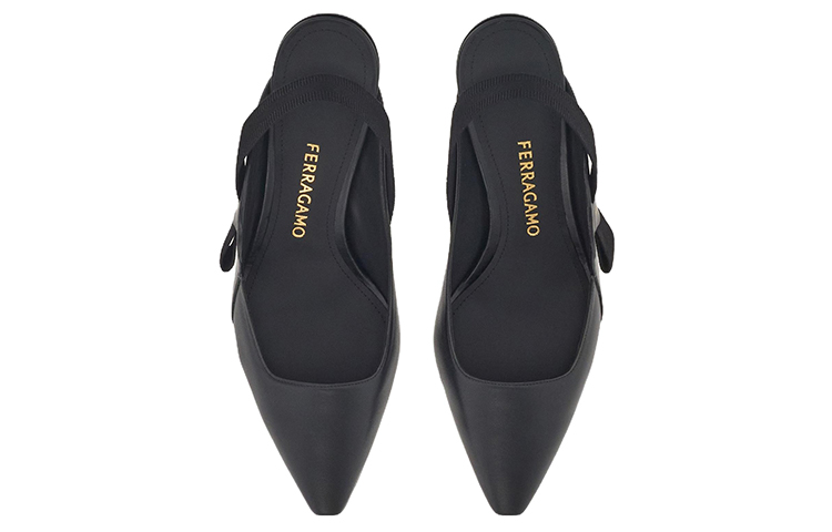 Lookbook FERRAGAMO菲拉格穆 Vara 皮革 蝴蝶結露跟 細跟 高跟鞋 5.5cm 女款 黑色