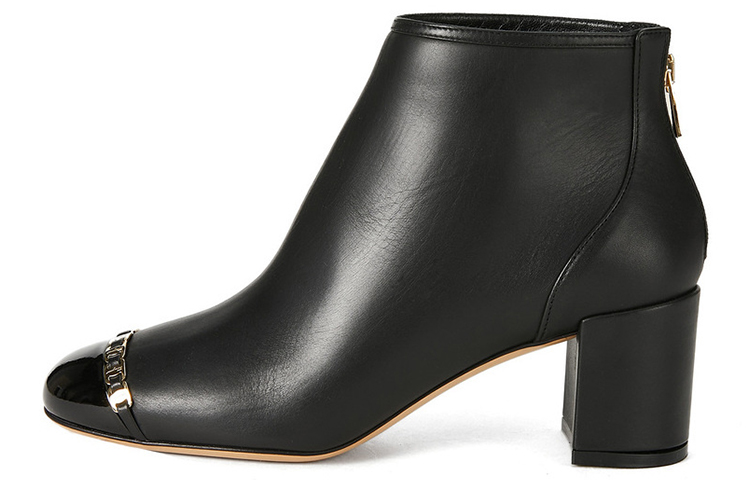 (W) FERRAGAMO Vara Chain Detail Booties 'Black'