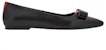 (W) FERRAGAMO Salvatore Vara 'Flat Kulit Hitam Berhujung Runcing' 01G355-766409