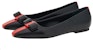 (W) FERRAGAMO Salvatore Vara 'Flat Kulit Hitam Berhujung Runcing' 01G355-766409