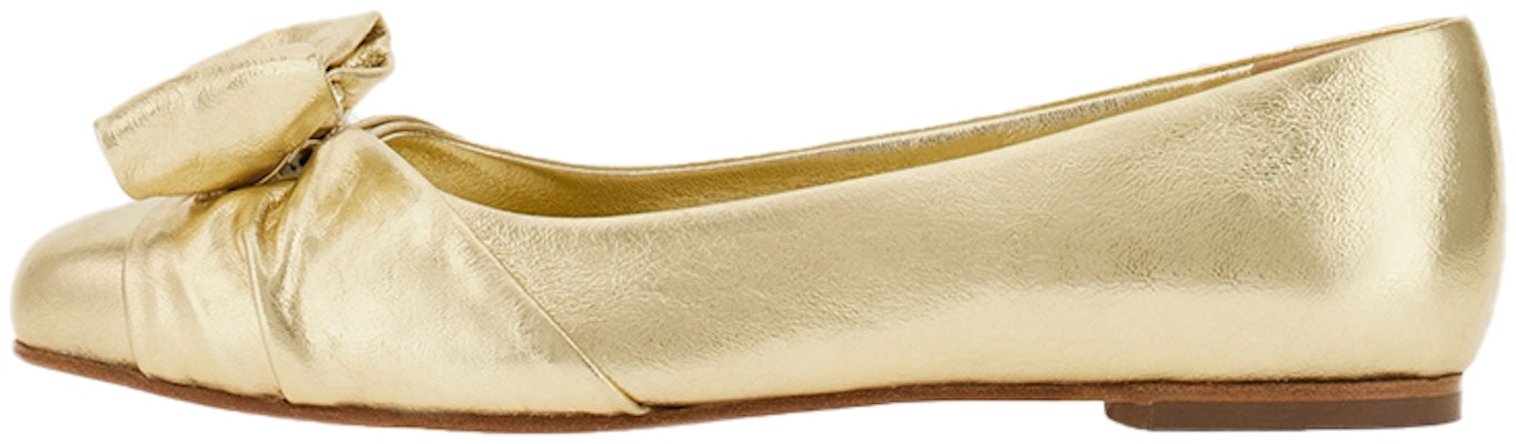 (Women) FERRAGAMO Salvatore Vara 'Gold Bow Ballet Flats' 01G371-765739 Buy (Women) FERRAGAMO Salvatore Vara 'Gold Bow Ballet Flats' 01G371-765739