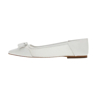 (W) FERRAGAMO Salvatore Vara 'White Mesh Bow'
