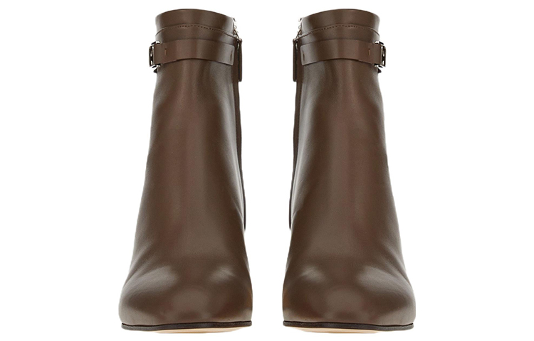 (W) FERRAGAMO Salvatore Vara Chain-Embellished Ankle Boots 'Brown Fashion' 圖 4