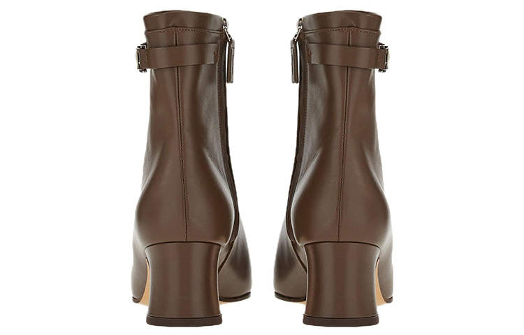 (W) FERRAGAMO Salvatore Vara Chain-Embellished Ankle Boots 'Brown Fashion' 圖 5