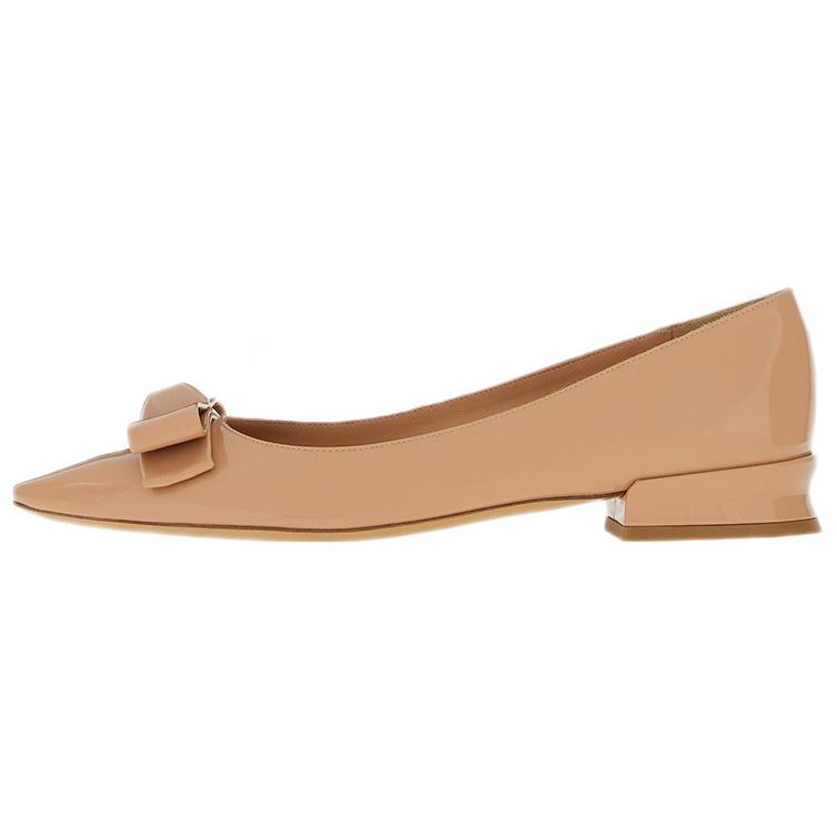 (Women) FERRAGAMO Salvatore Vara Flats 'Patent Brown Bow' 01E560-757786