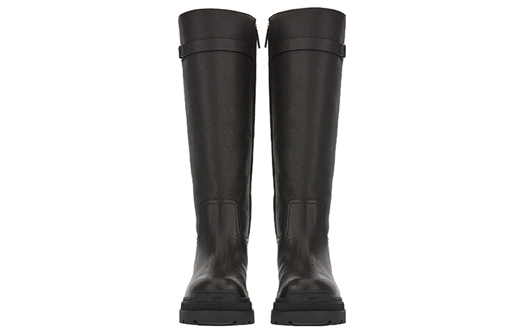 Shop (W) FERRAGAMO Salvatore Vara But Tinggi 'Black Chain-Lined' Hitam 01D641-756188