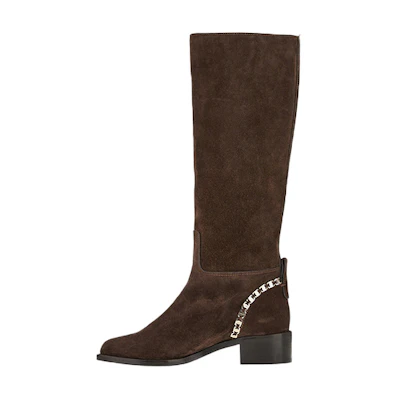 (W) FERRAGAMO Salvatore Vara High Boot 'Brown Suede'