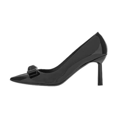 (W) FERRAGAMO Salvatore Vara High Heels 'Black Patent Bow'