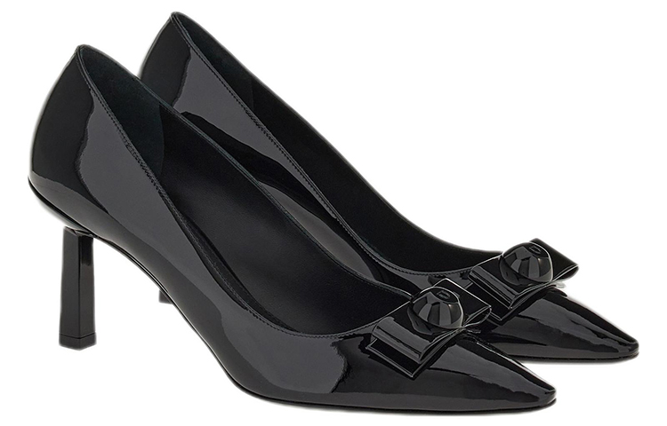 (W) FERRAGAMO Salvatore Vara High Heels 'Black Patent Bow' 圖 2
