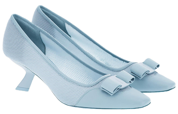 Order (W) FERRAGAMO Salvatore Vara Tumit Tinggi 'Blue Mesh Bow' 01F263-761454