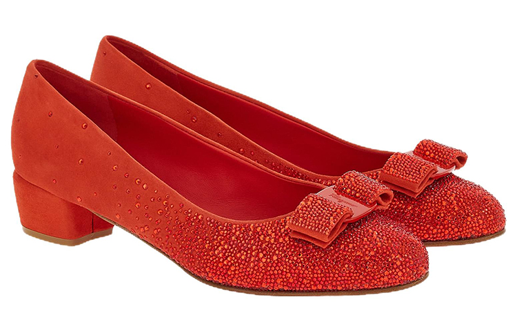 Order FERRAGAMO菲拉格慕 Vara 絨面 蝴蝶結漸變色水晶 高跟鞋 女款 紅色