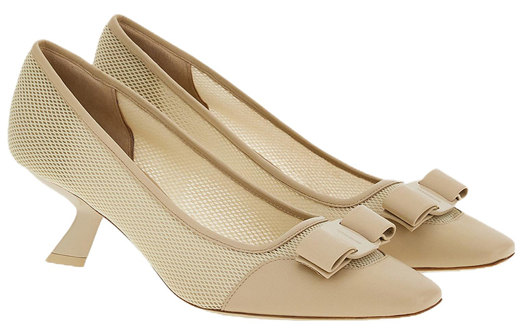 Order (W) FERRAGAMO Salvatore Vara Tumit Tinggi 'Light Grey Bow' 01F263-761453