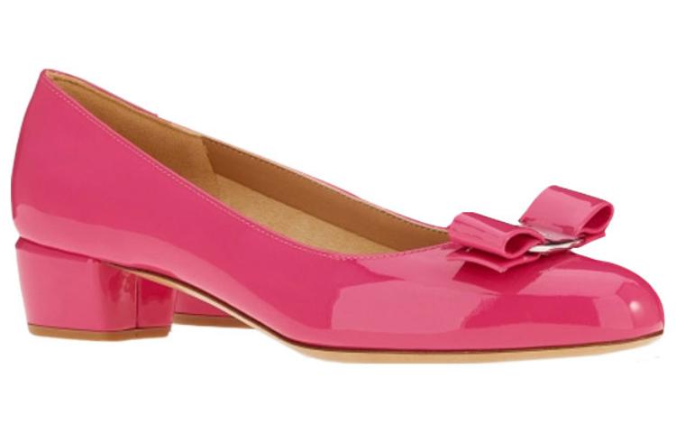 Order FERRAGAMO費拉高 Vara 蝴蝶結 粗跟 玛丽珍鞋 女款 深粉紅色