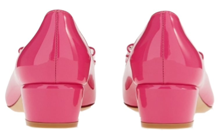 Shop FERRAGAMO費拉高 Vara 蝴蝶結 粗跟 玛丽珍鞋 女款 深粉紅色