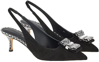 Order FERRAGAMO菲拉格慕 絨面牛皮 雙蝴蝶結露跟 高跟鞋 女款 黑色