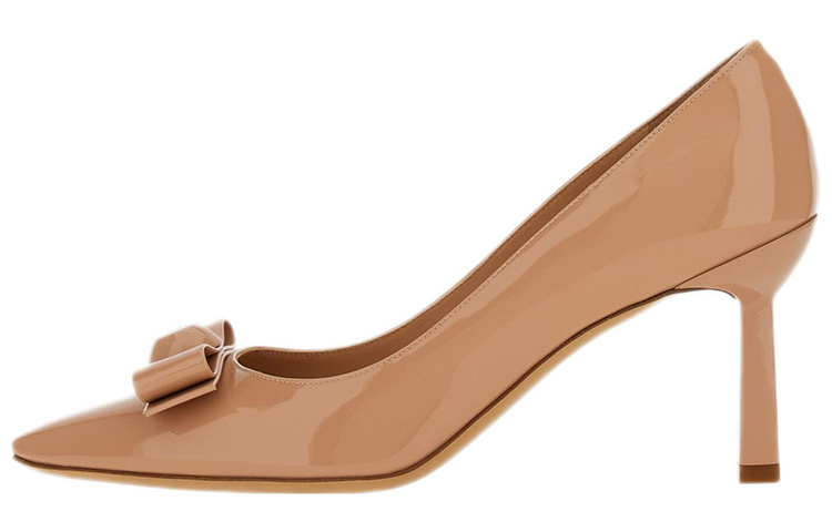 (W) FERRAGAMO Salvatore Vara Pump 'Brown Patent Bow'