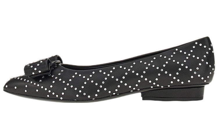 (W) FERRAGAMO Viva Rhinestone-Embellished Ballet Flats 'Black'