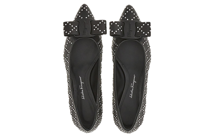 (W) FERRAGAMO Viva Rhinestone-Embellished Ballet Flats 'Black' 圖 3