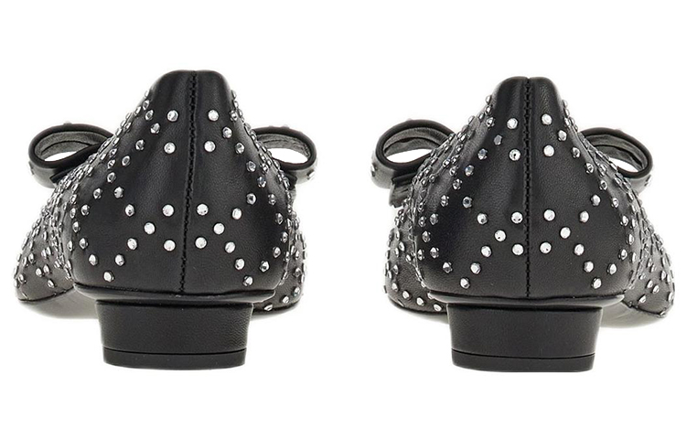 (W) FERRAGAMO Viva Rhinestone-Embellished Ballet Flats 'Black' 圖 4