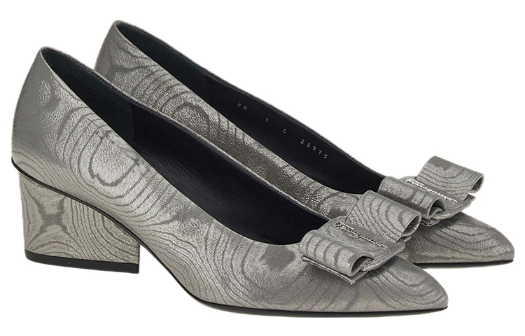 (W) FERRAGAMO Salvatore Viva High Heels 'Grey Suede Bow' 圖 2